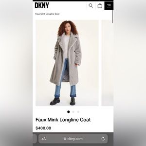 DKNY Faux Mink Longline Coat